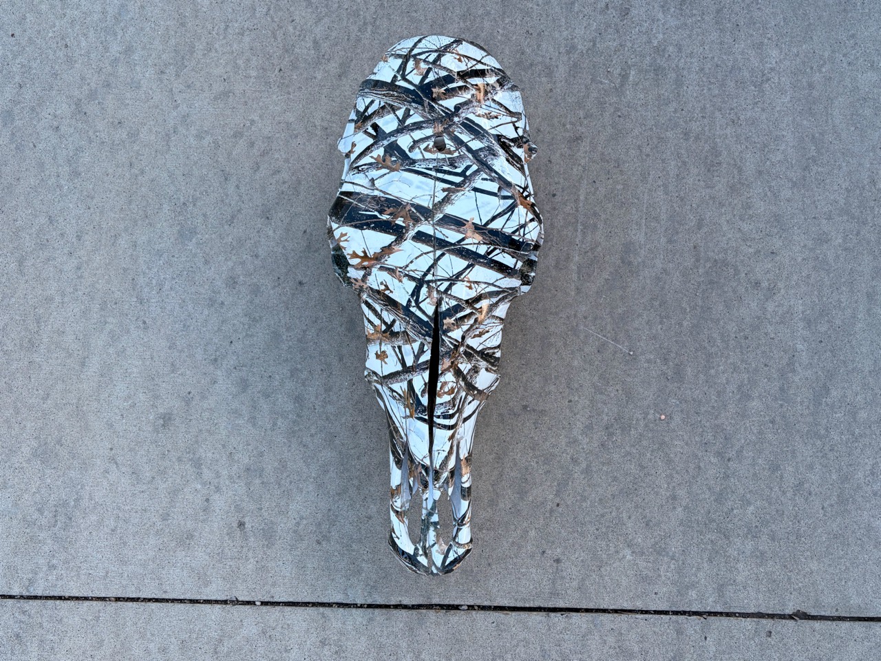 Camo skull art — front view, showing the actual finish and condition